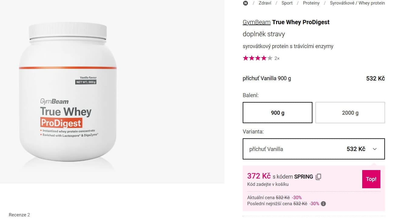 Syrovátkový protein GymBeam True Whey ProDigest