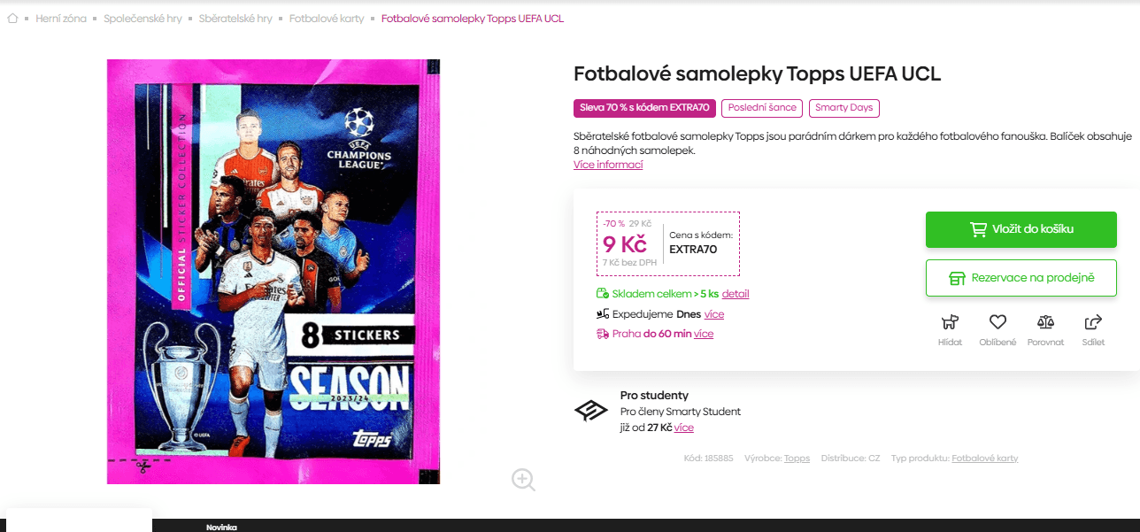 Fotbalové kartičky - různé balení