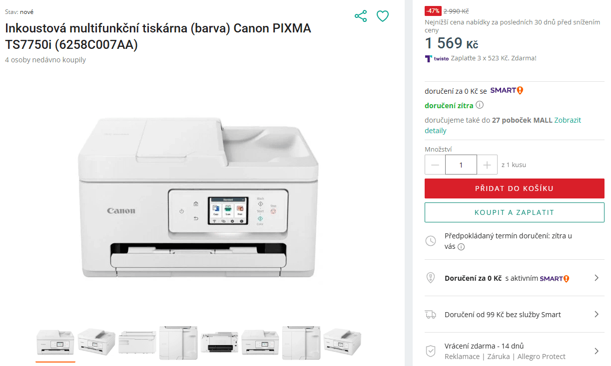 Ink ČB multifunkce Canon, Wifi, barva