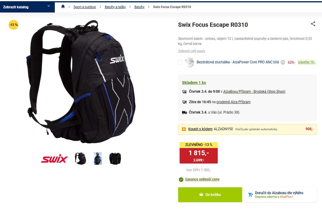 Sportovní batoh Swix Focus Escape 12 l