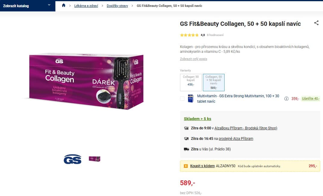 GS Fit&Beauty Collagen, 50 + 50 kapslí
