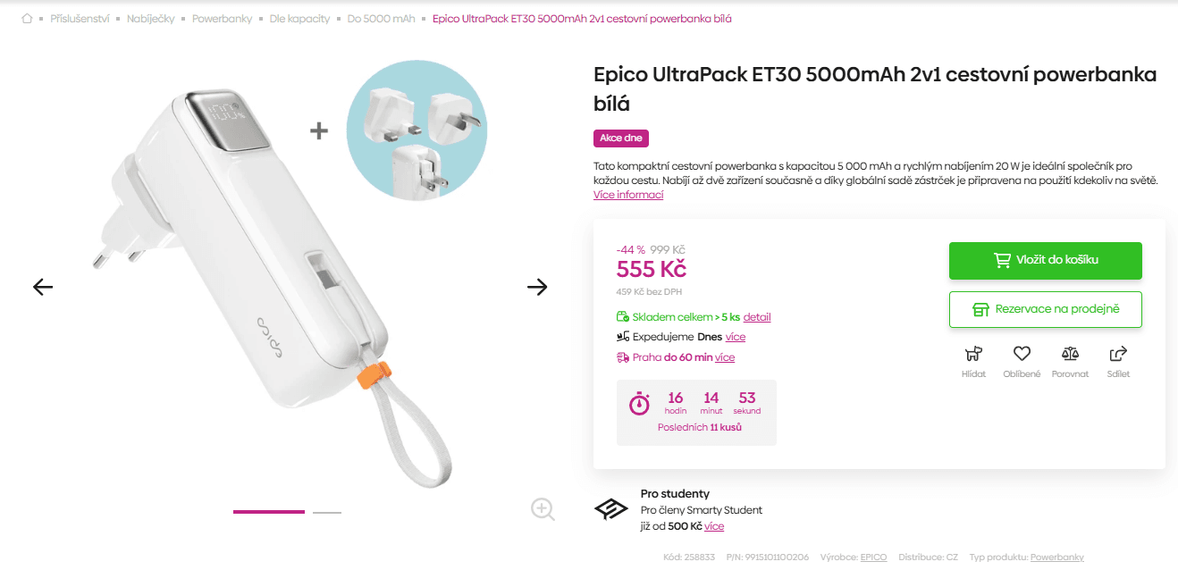 Cestovní nabíječka / powerbanka 20W/5000mAh