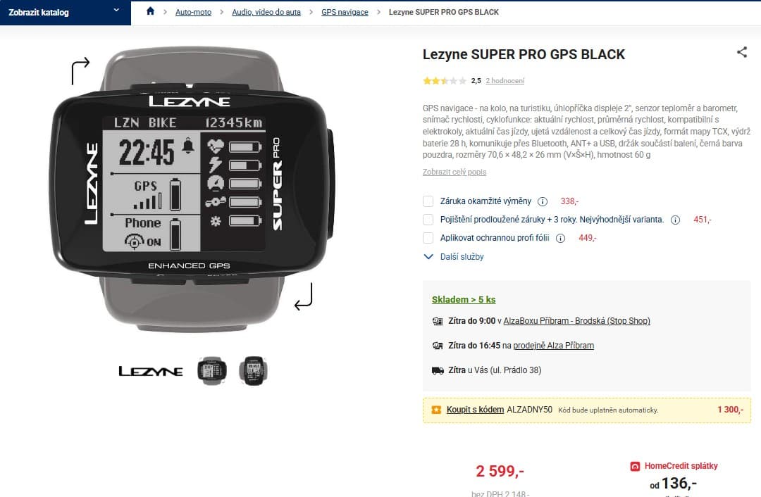 GPS cyklo navigace Lezyne Super Pro
