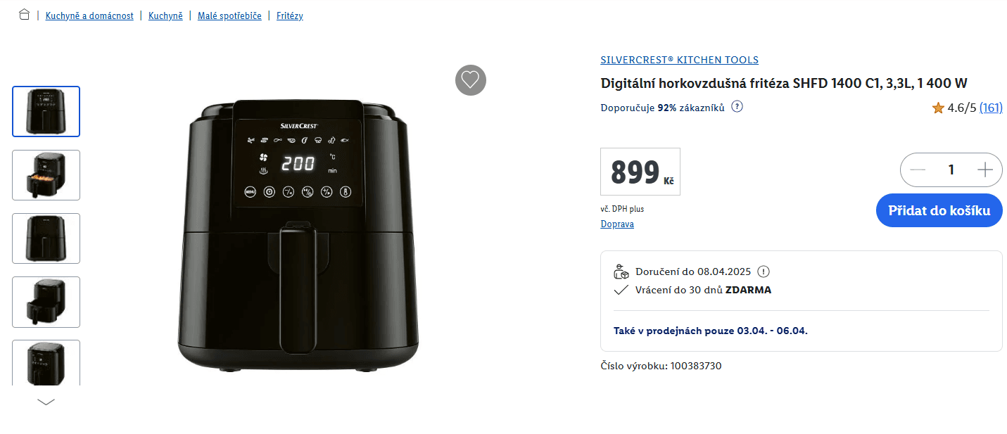 Digitální horkovzdušná fritéza 3,3 l