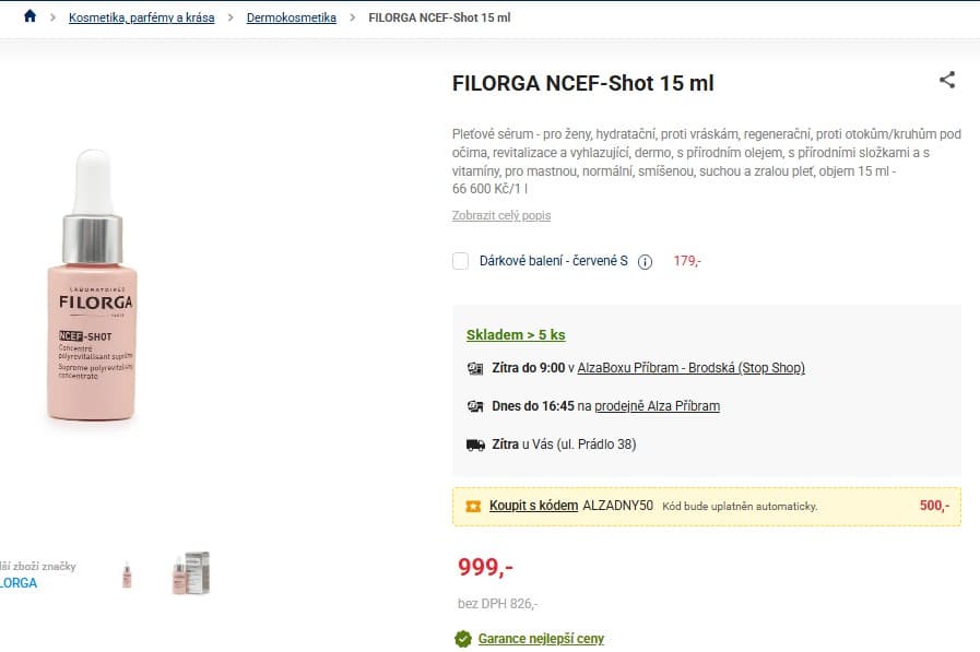 Pleťové sérum Filorga NCEF-Shot 15 ml