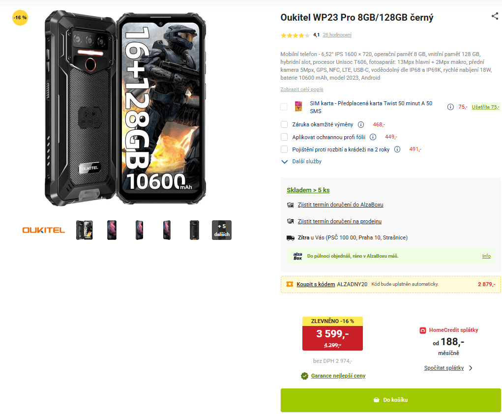 Oukitel 8x 1,6GHz, 8/128GB, 6,52", NFC