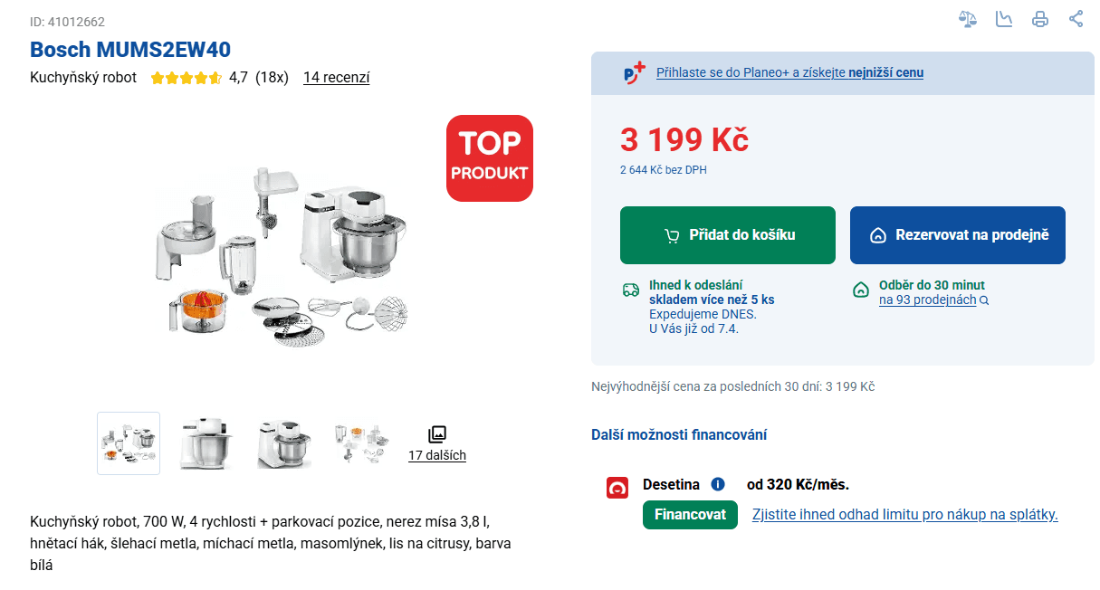 Kuchyňský robot BOSCH, příslušenství