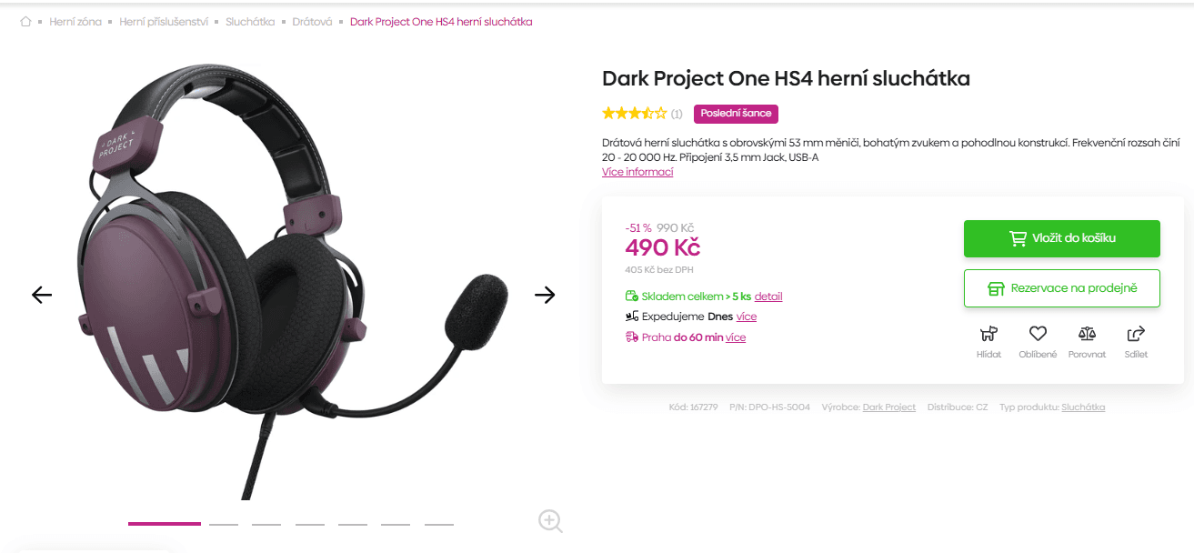 Herní sluchátka Dark Project One