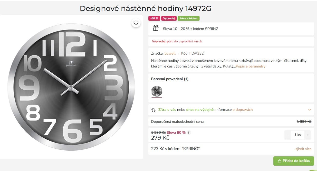 Designové nástěnné hodiny Lowell, 29 cm