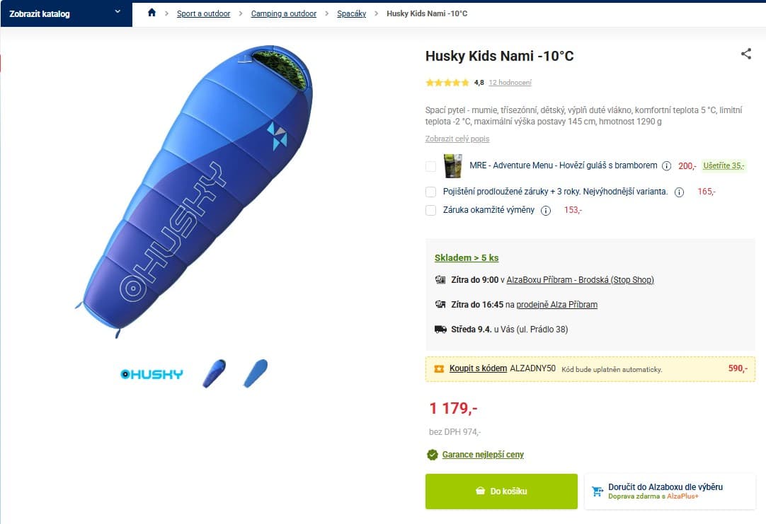 Třísezonní spací pytel Husky Kids Nami -10°C