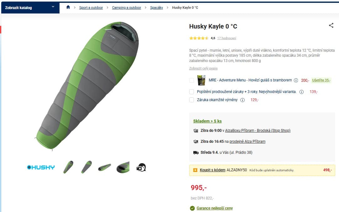 Spací pytel Husky Kayle 0°C