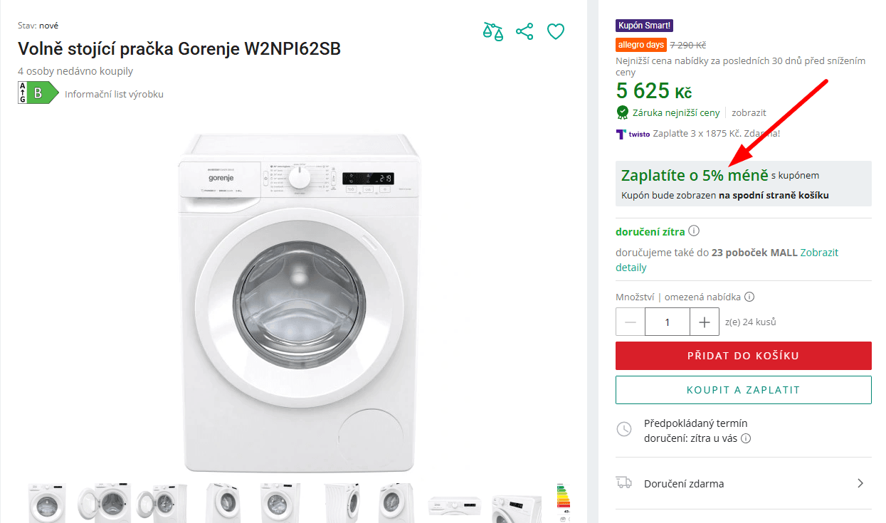 Úzká pračka Gorenje 6kg, 1200ot., pára