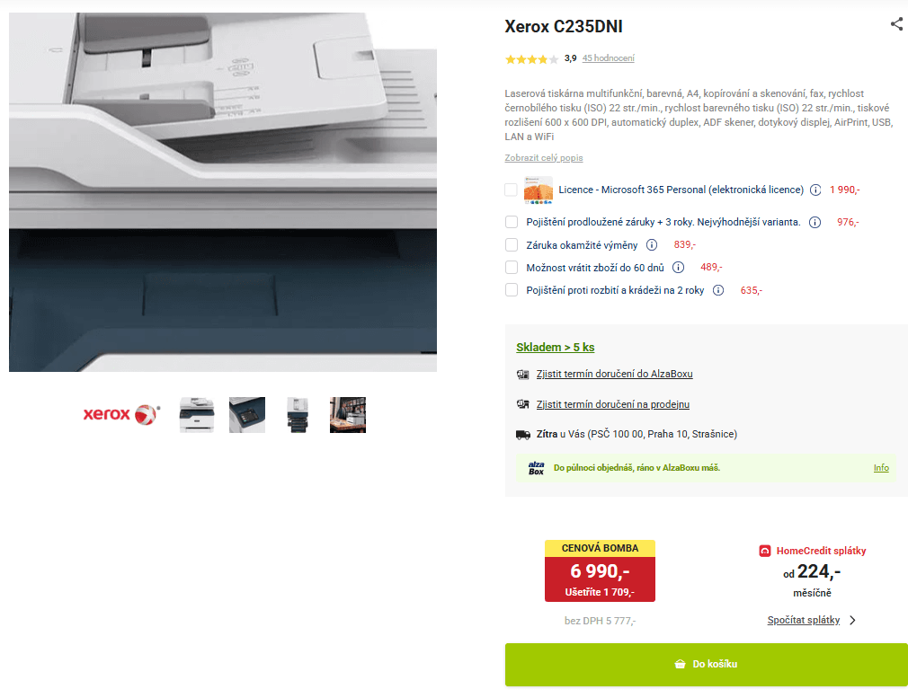 Laser barva multifunkce Xerox, Wifi