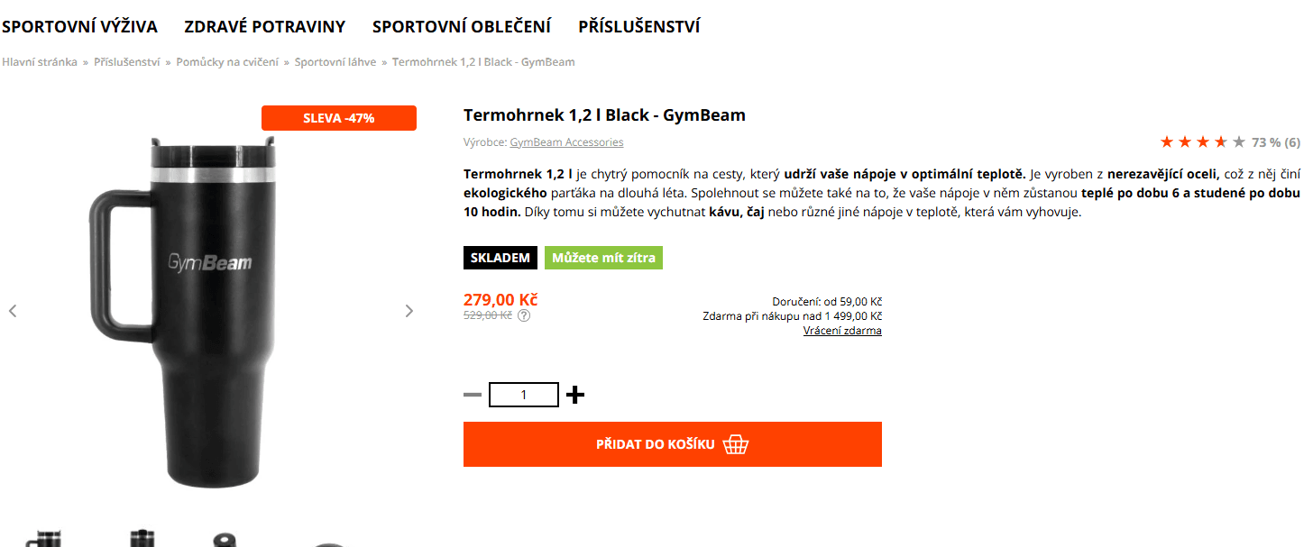Termohrnek GymBeam 1,2 l