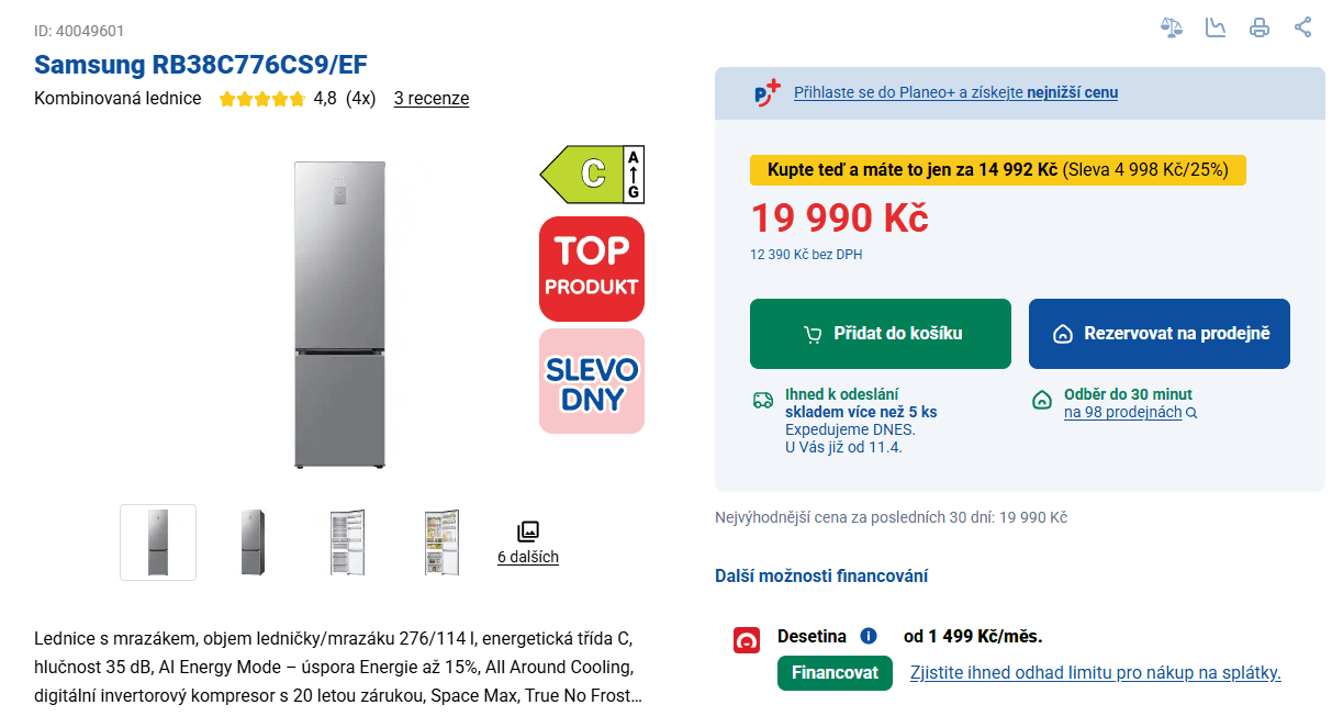 Lednice Samsung wifi, no frost, 203 cm, AI