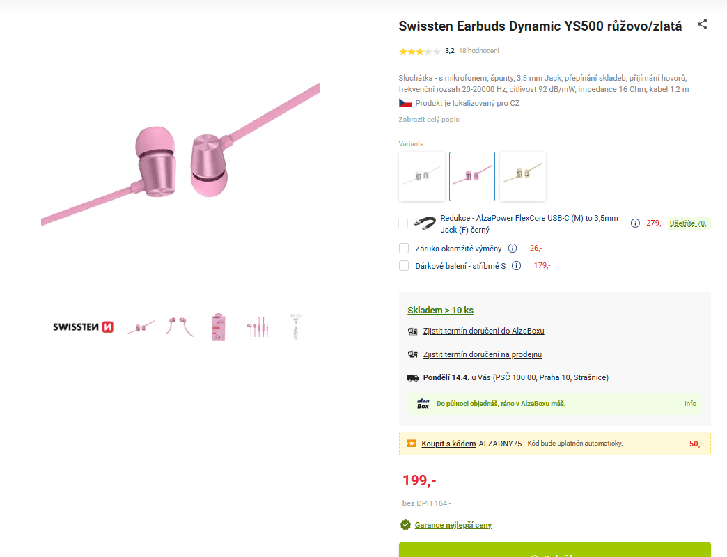 Sluchátka Swissten Earbuds