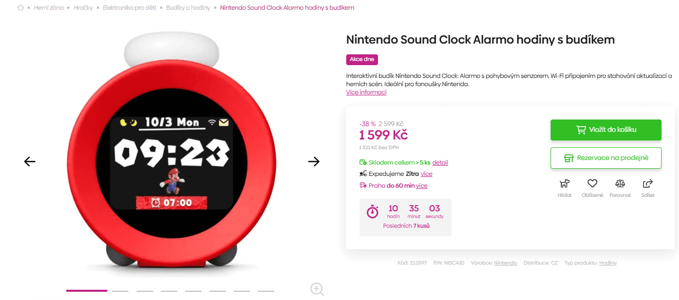 Interaktivní budík Nintendo wifi