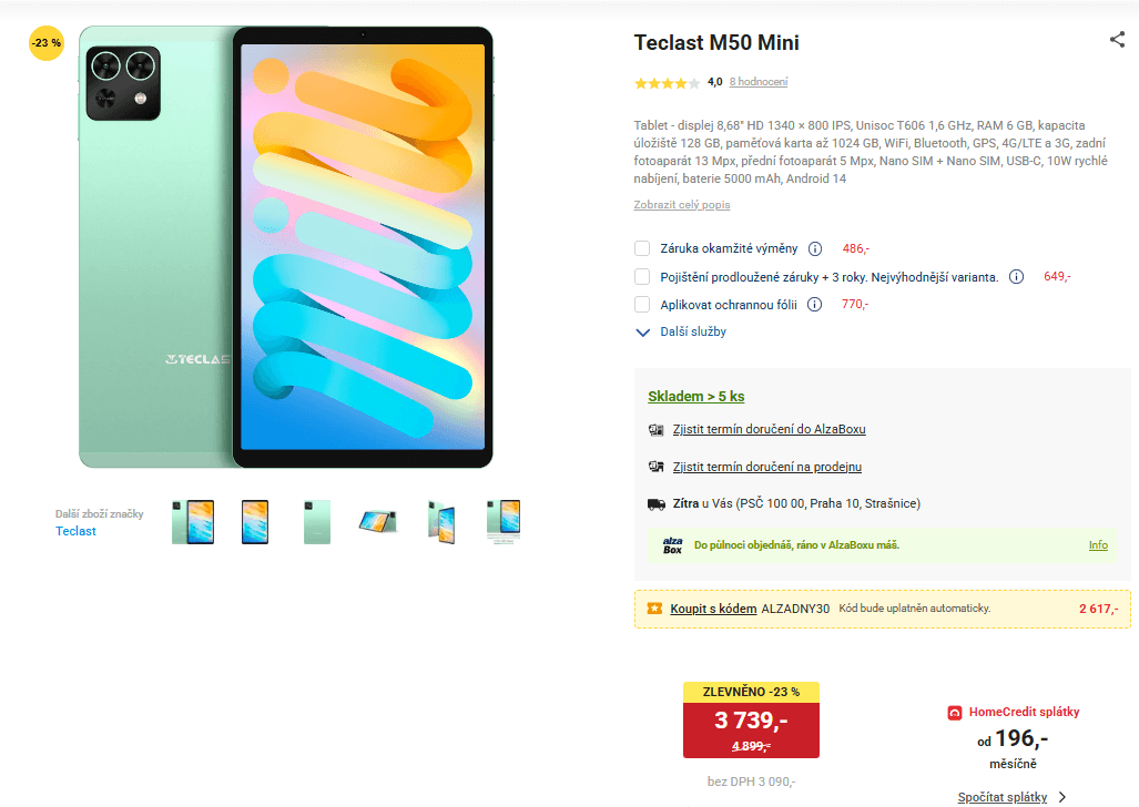 Tablet Teclast 8x 1,6GHz, 6GB RAM, 8,7"