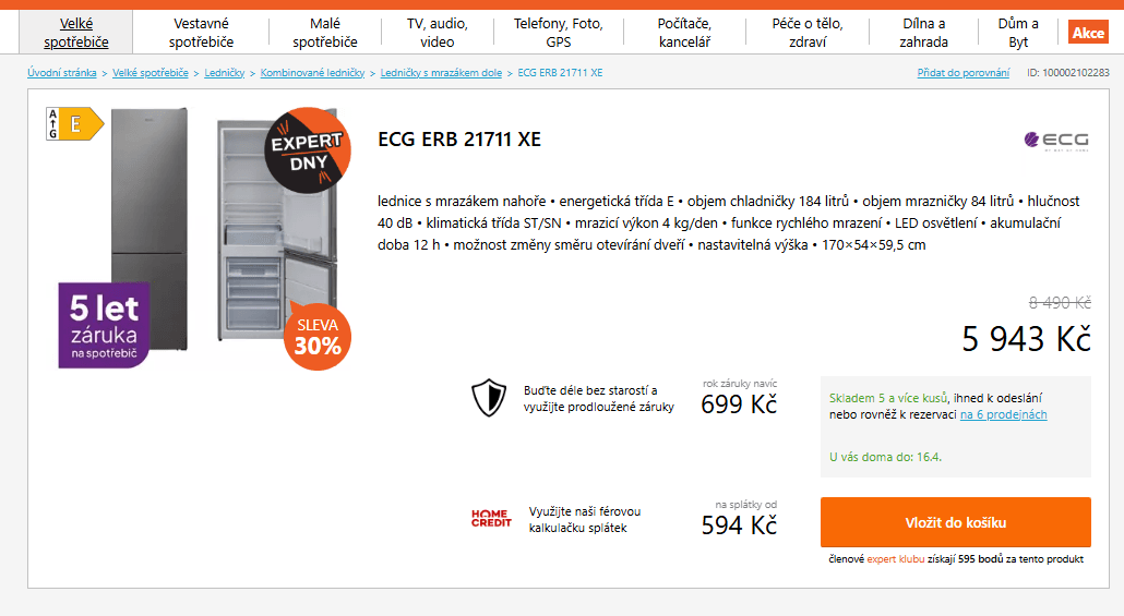 Lednice ECG 170 cm