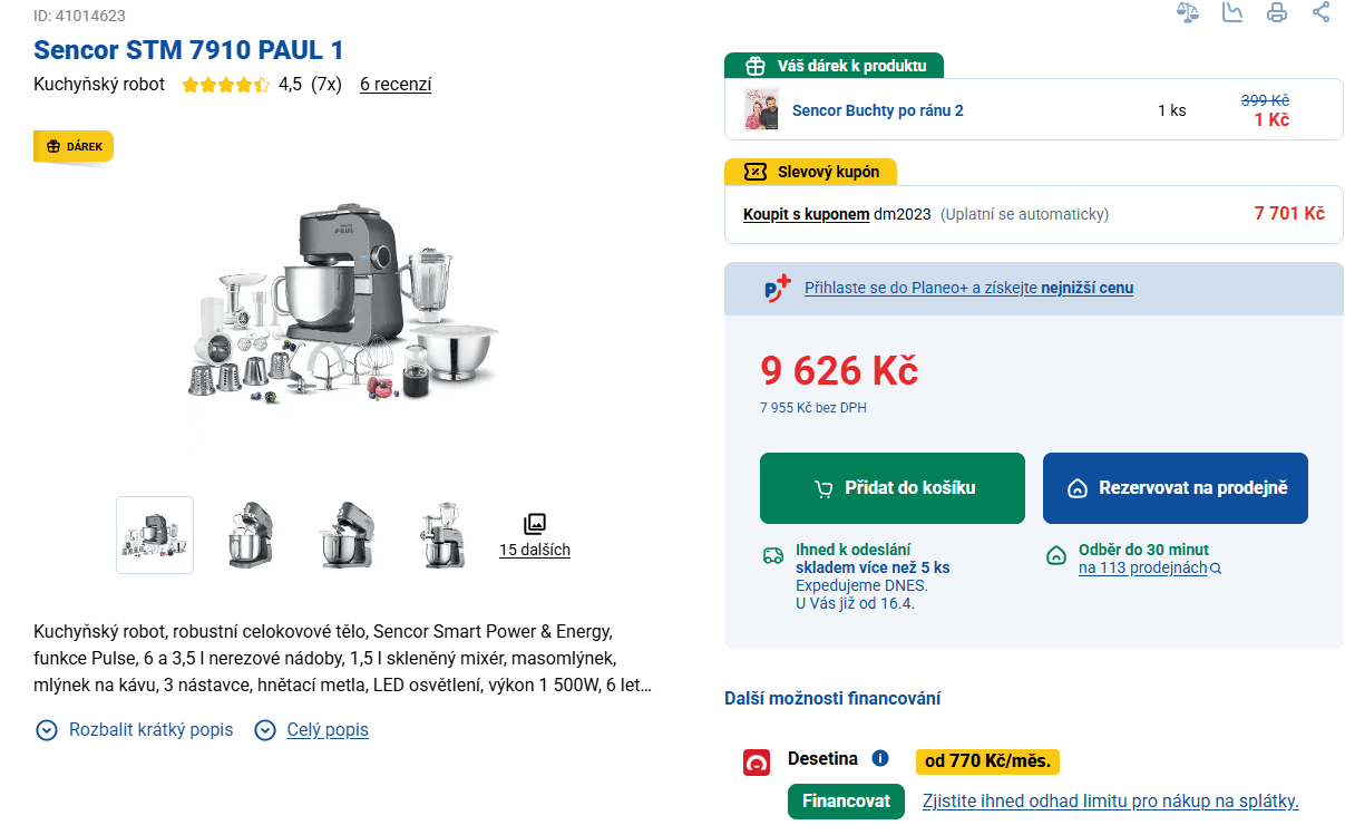 Multifunkční robot Sencor, bohatá výbava
