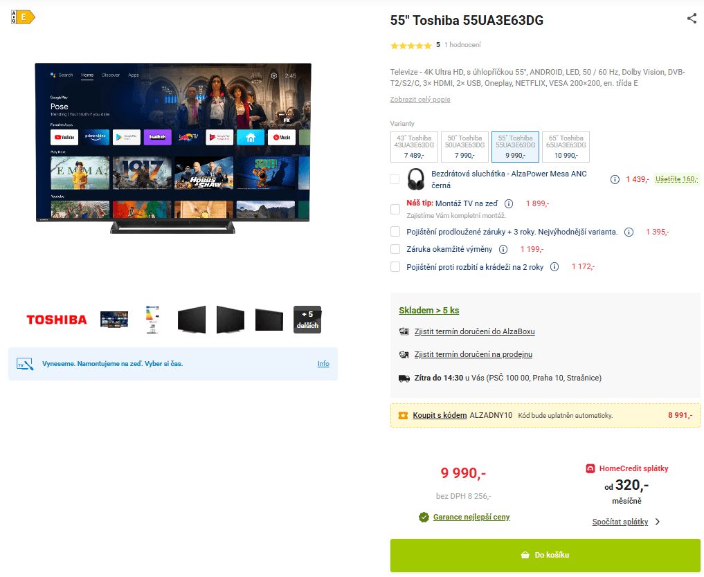 4K Android TV 139 cm Toshiba