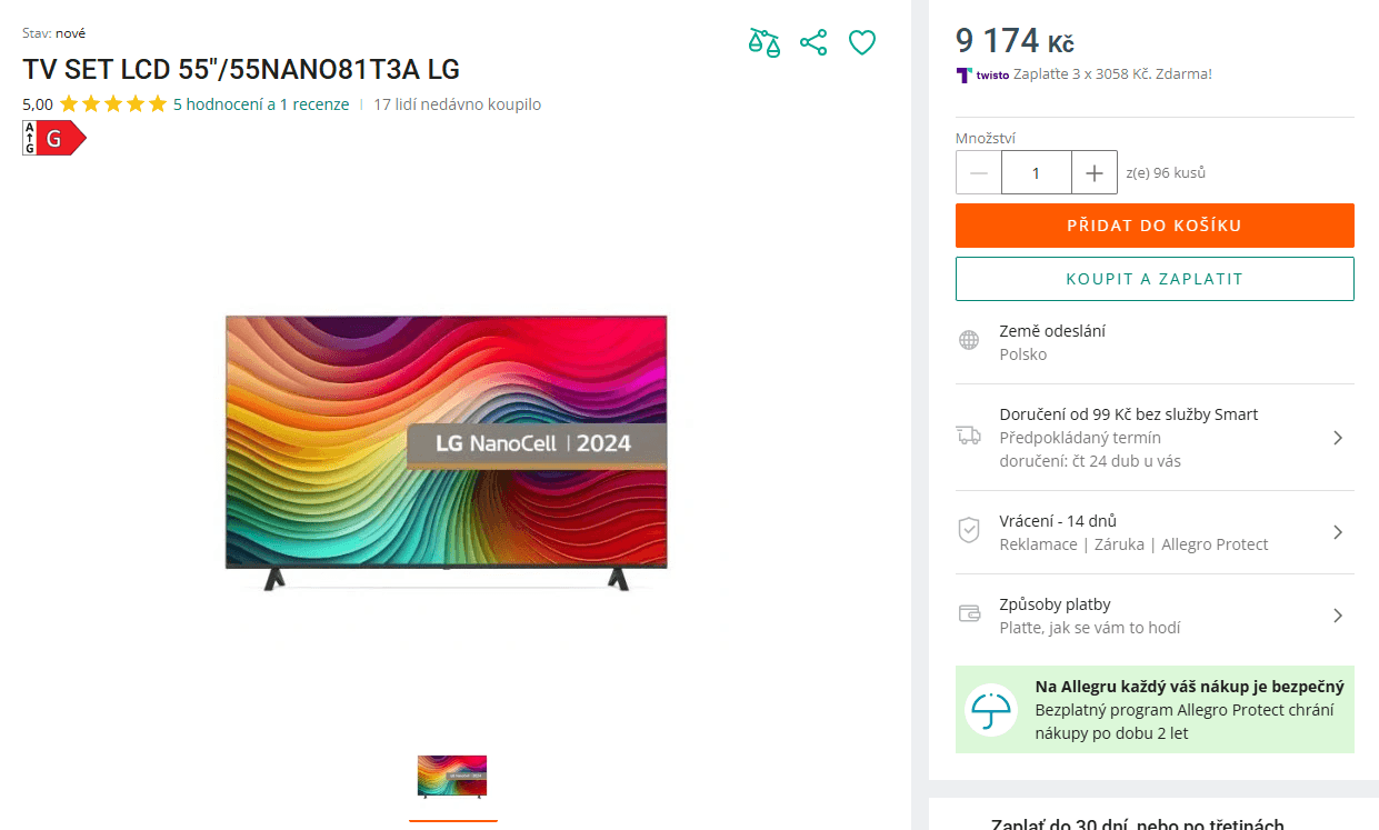 4K Nanocell TV 139 cm LG