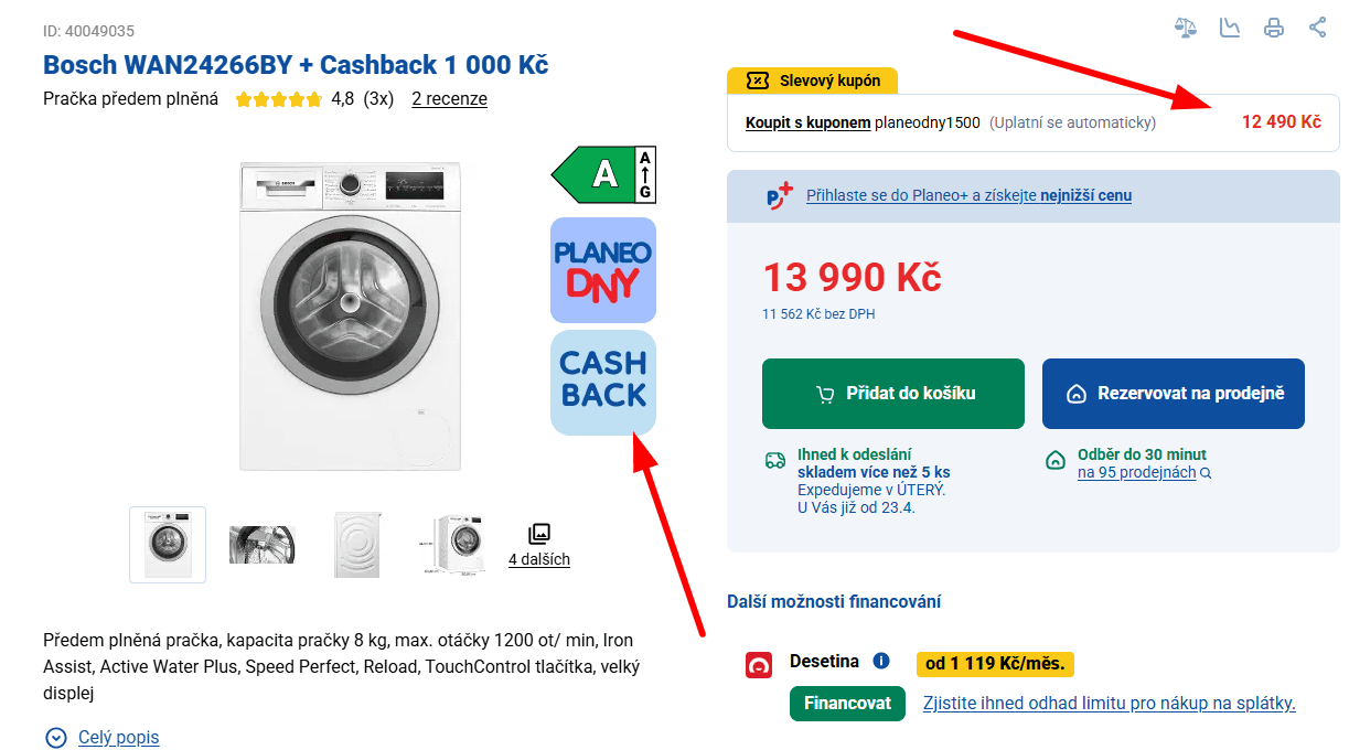 Parní pračka Bosch 8 kg, 1200 ot, A