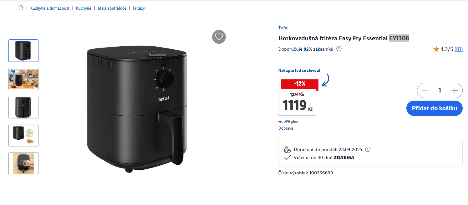 Horkovzdušná fritéza Tefal 3,5 l