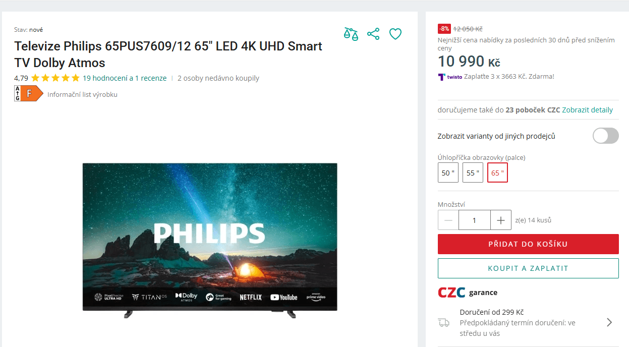 4K Atmos TV 164 cm Philips