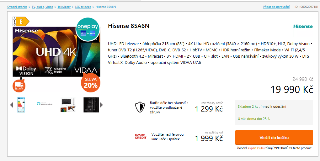 4K QLED TV 215cm Hisense