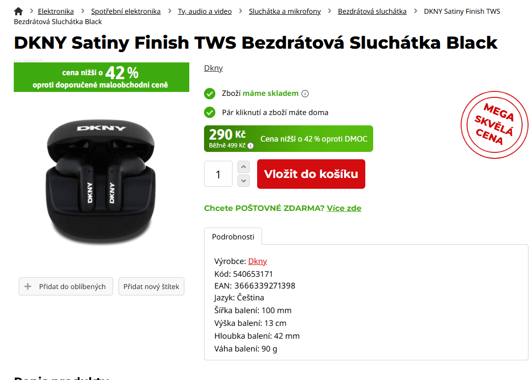 BT sluchátka DKNY Satiny Finish TWS