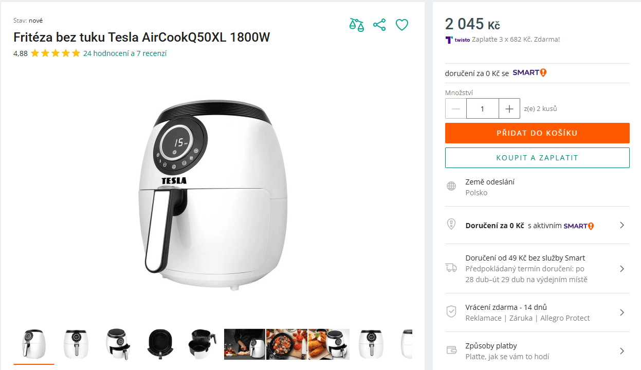 Horkovzdušná fritéza TESLA 6 litrů