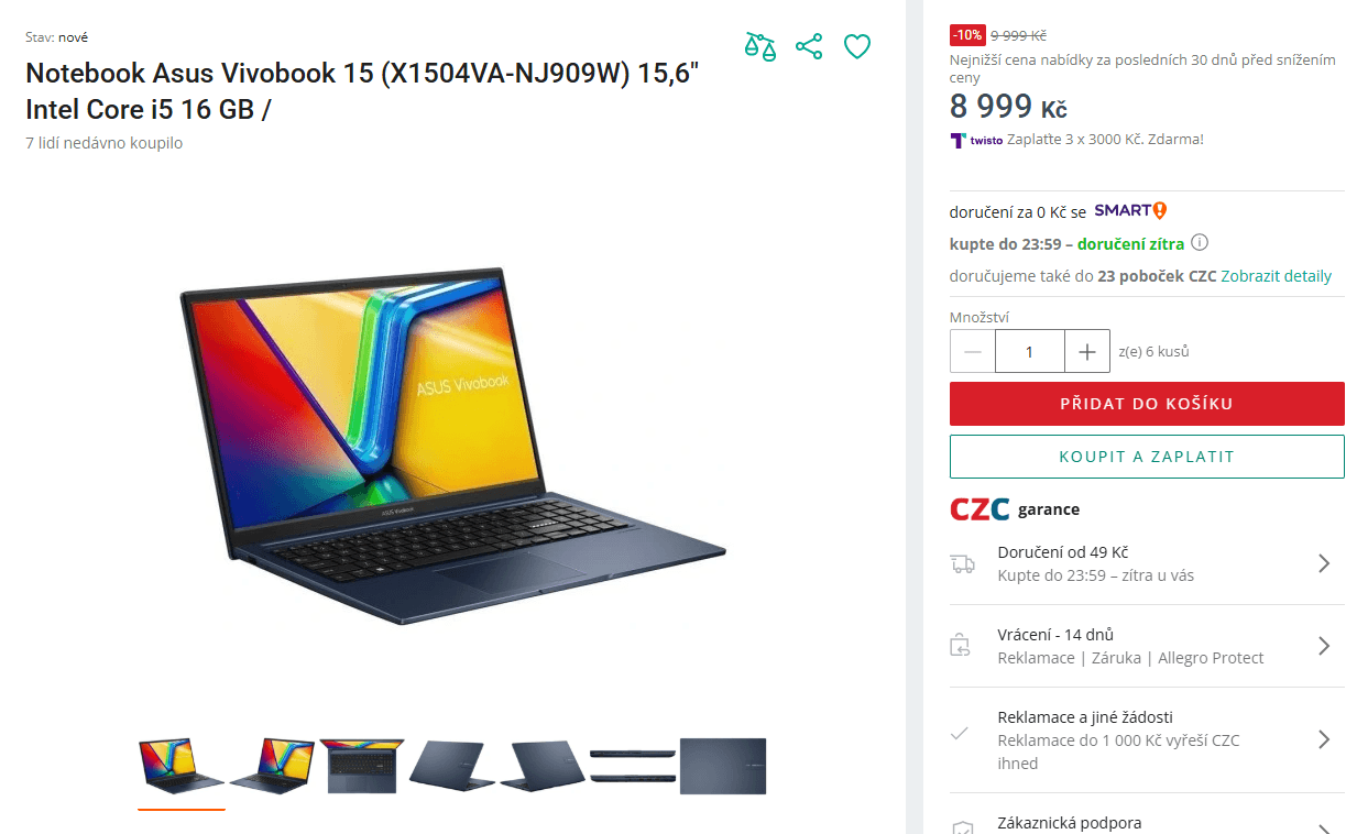 Asus i5 4,6GHz, 16/512GB, 15,6"