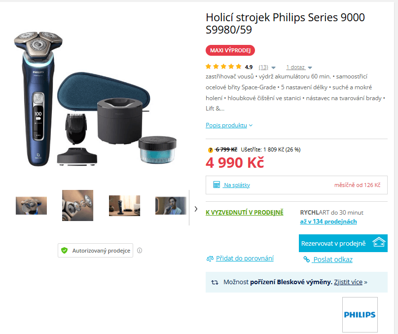 Frézkový AKU holící strojek Philips 9
