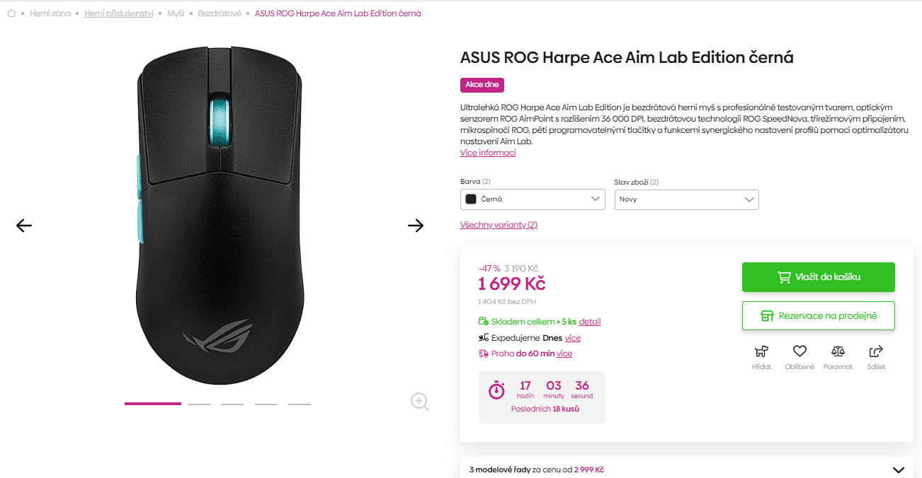 BT herní myš Asus ROG Harpe