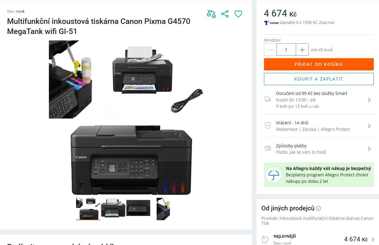 Ink multifunkce barva tank Canon