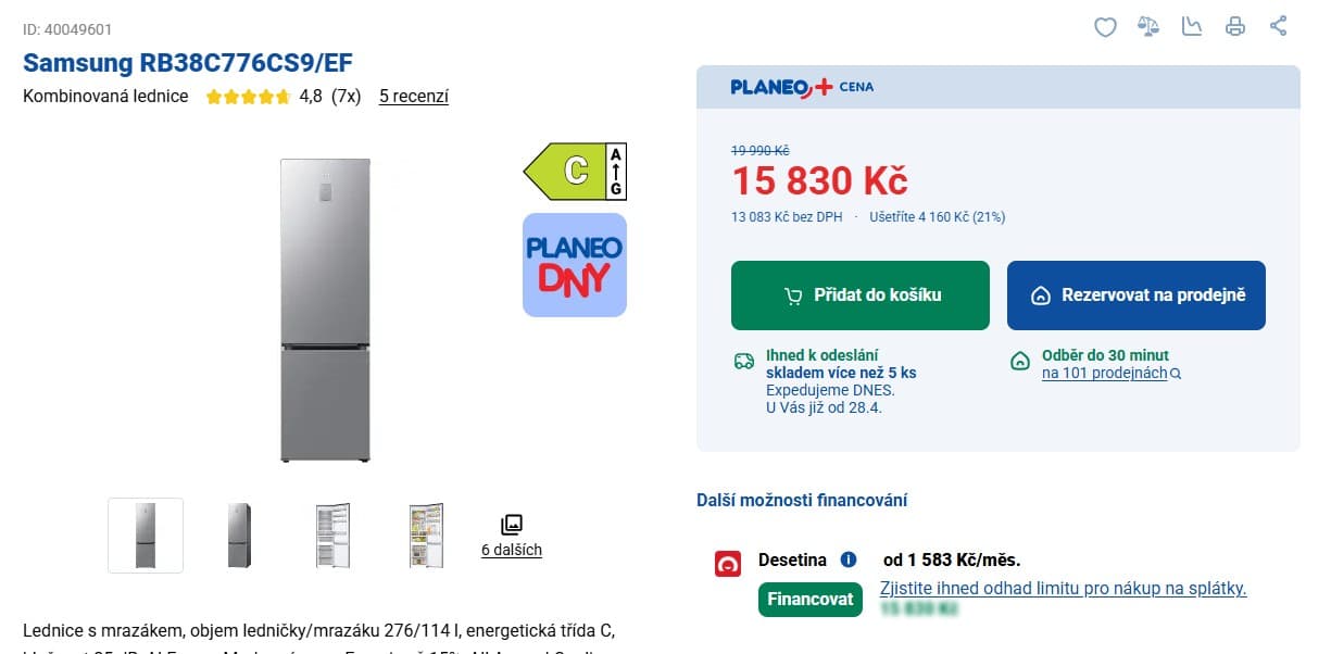 Lednice Samsung wifi, no frost, 203 cm, AI