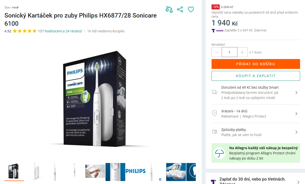 El. zubní kartáček Philips Sonicare