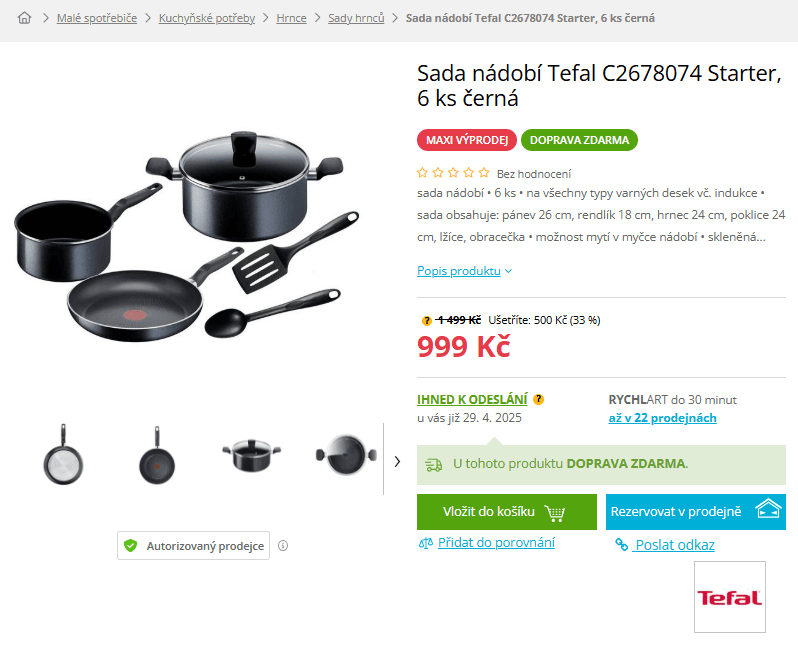 6 dílná sada nádobí Tefal C2678074