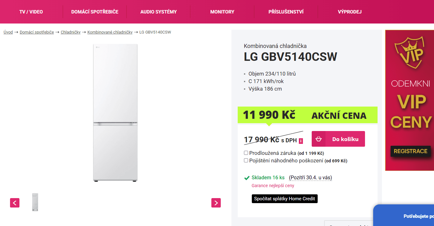 Lednice LG, total no frost, MultiAir, 186cm