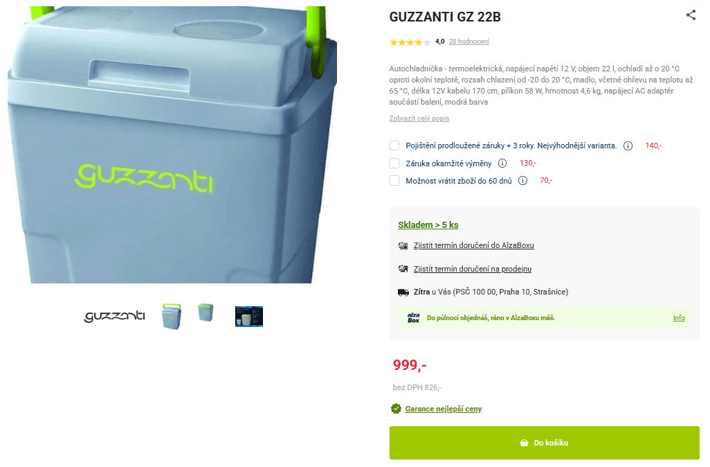 Přenosná lednice (auto) Guzzanti, 22 litrů