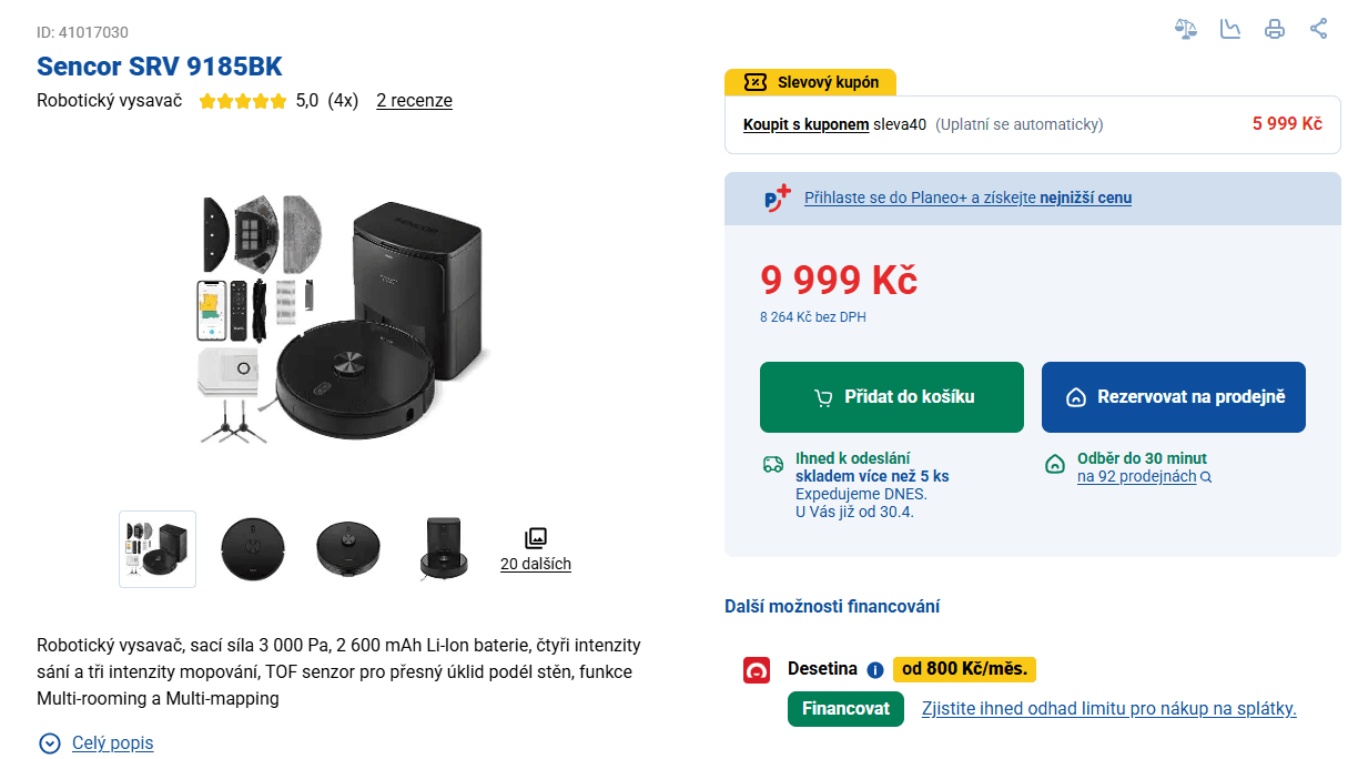 Robot vysavač, mop, stanice Sencor