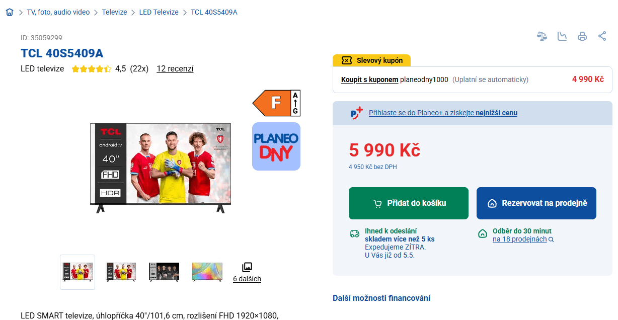 Full HD Android TV, Smart, HDR 102cm, TCL