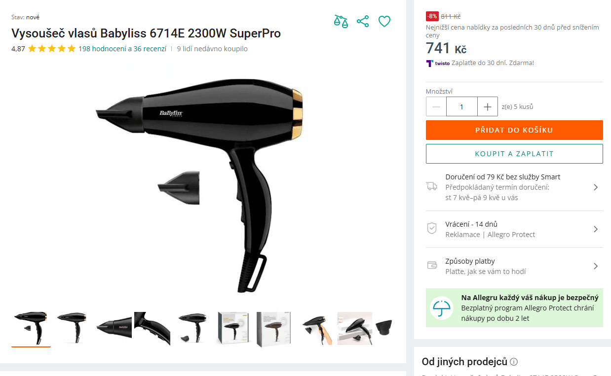 Fén Babyliss 6714E SuperPro ionizace