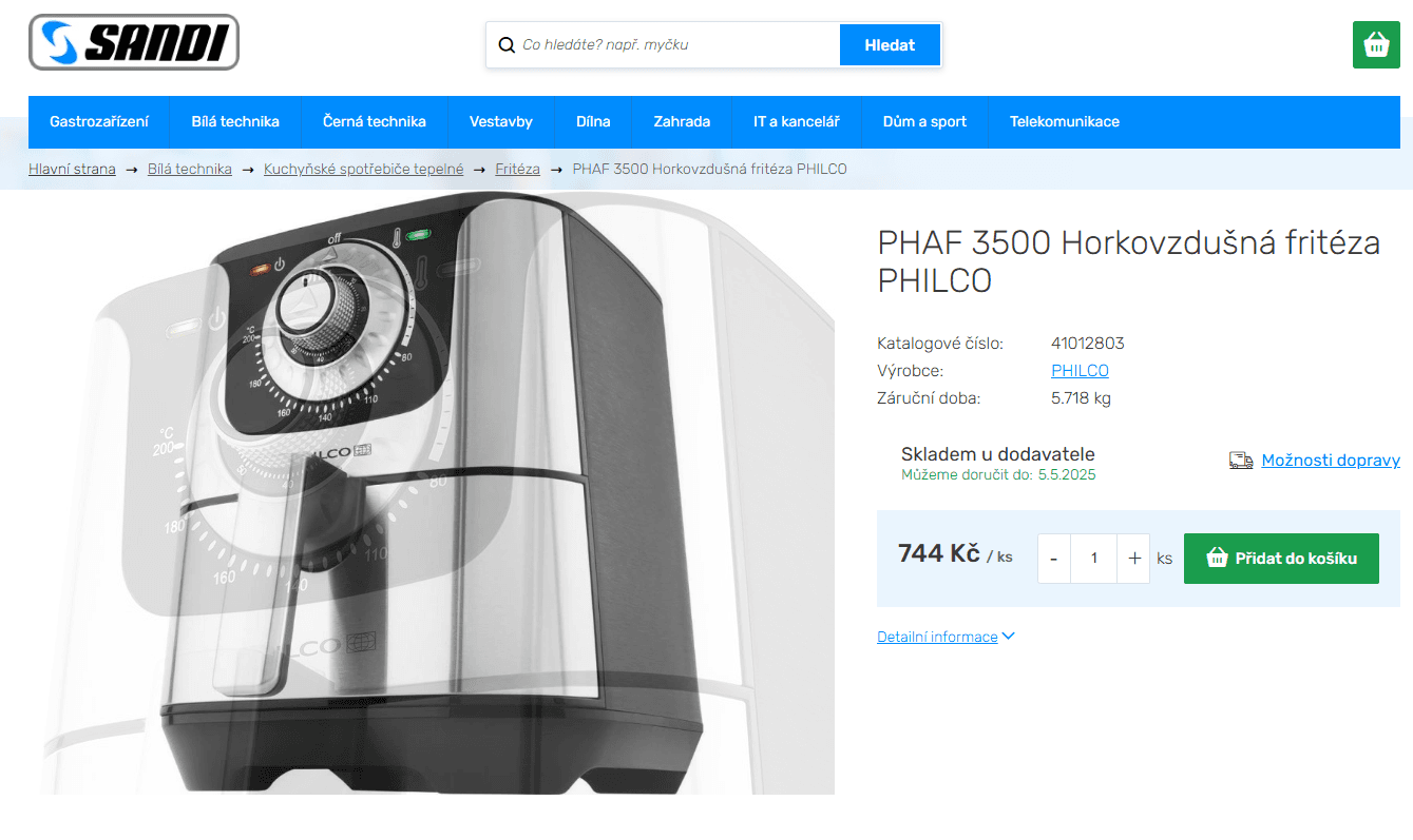 Horkovzdušná fritéza Philco 3,5 l