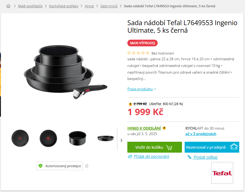 5 dílná sada nádobí Tefal Ingenio Ultimate