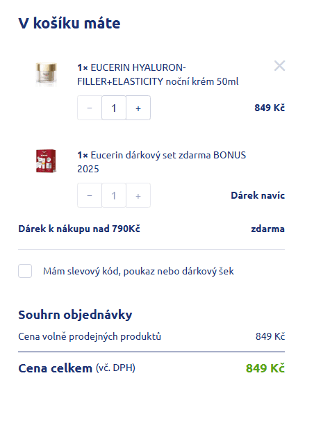 Eucerin nad 790 Kč - dárek v hodnotě 820