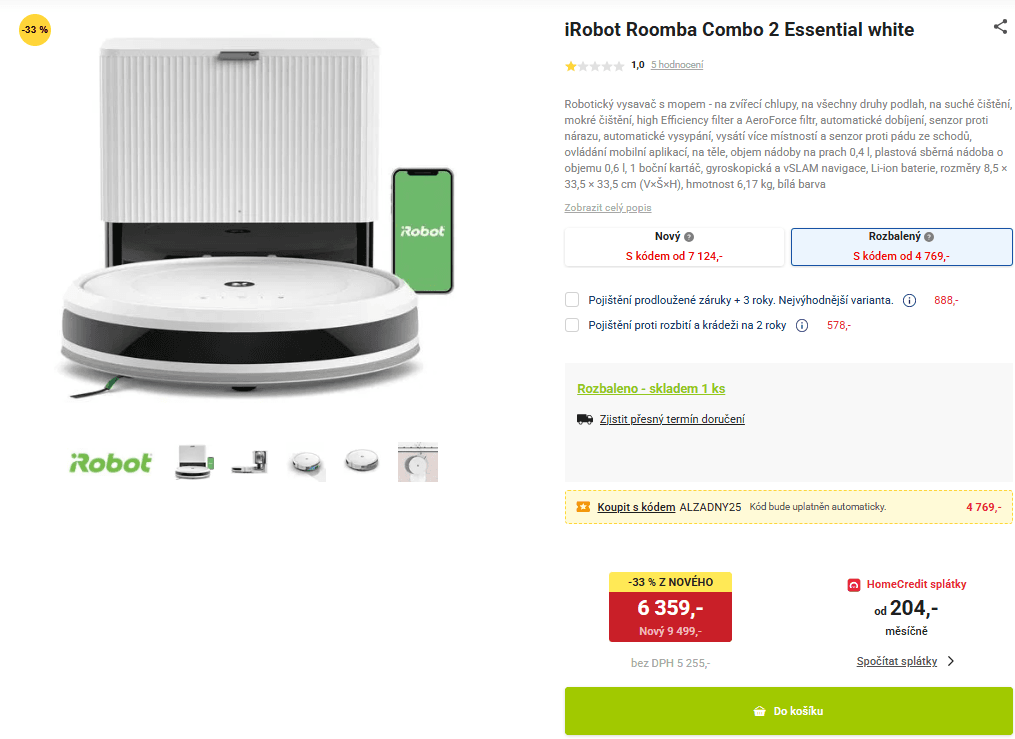 Robot vysavač, mop, stanice iRobot Roomba