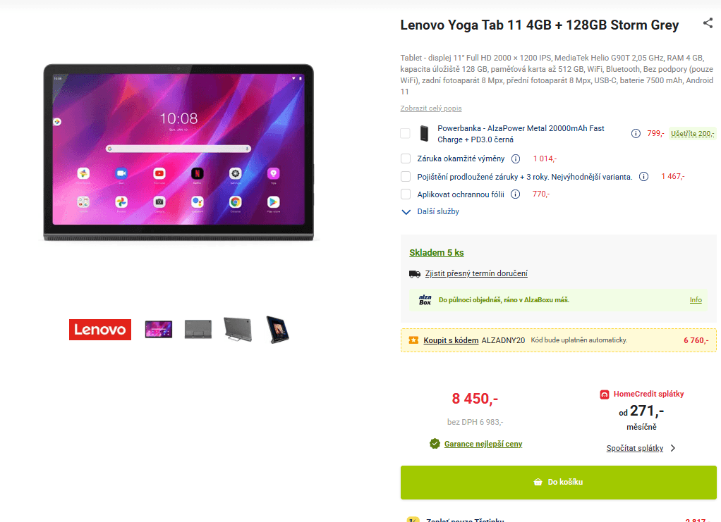 Tablet Lenovo 8x 2,05GHz, 4/128, 11"