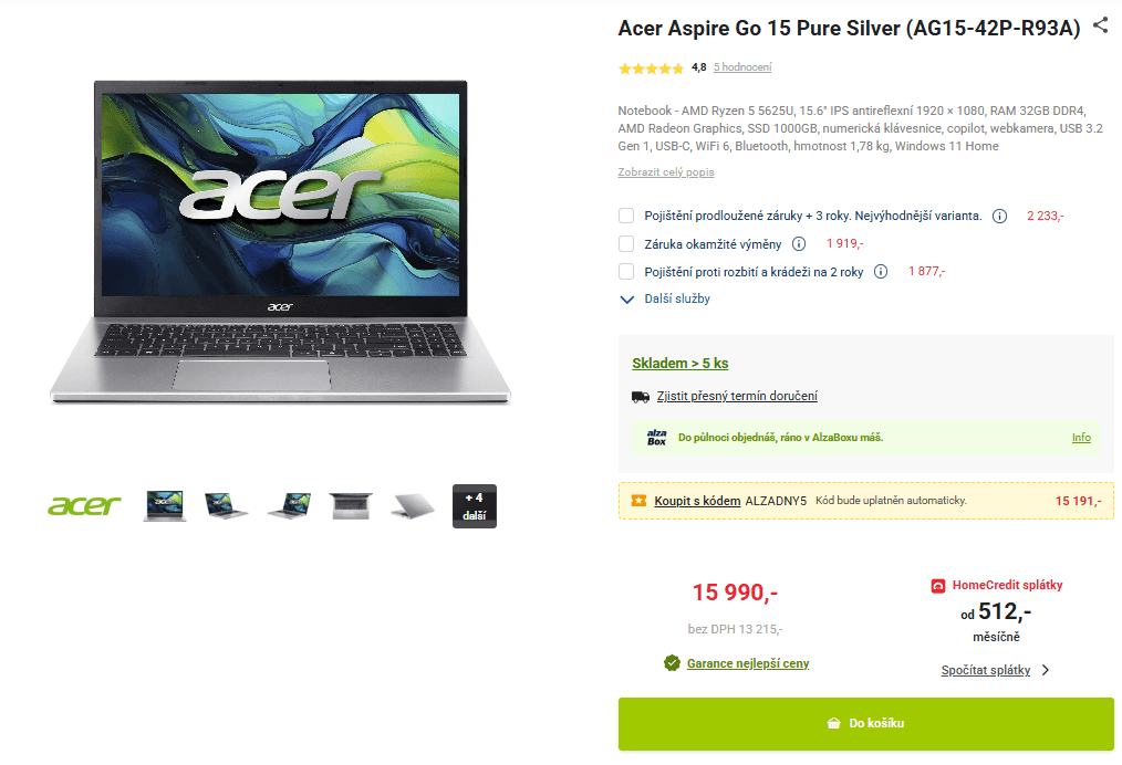 Acer 4,3GHz, 32GB RAM, 1TB SSD, 15,6"